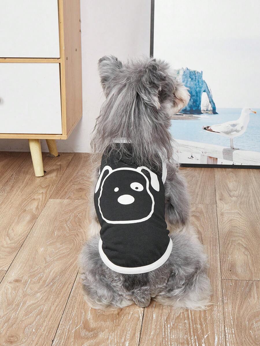 Tops de tirantes con diseños divertidos, ropa para mascotas de unicolor, estampados en blanco y negro