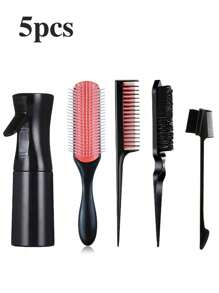 5pcs Hair Styling Set, (6.8 Oz/200 Ml) Continuous Mist Spray Bottle, Multi Row Hair Combs, Pointed Tail Fluffy Combs, Double Color Pick Combs, Double Head Eyebrow Brush, Suitable For Hair Styling And Hairdressers - Multicolor - View 11