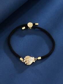 1 件女士绳状首字母手链，12 个星座手工可调节编织手链，珠宝礼物 - 黑色 - 查看 3