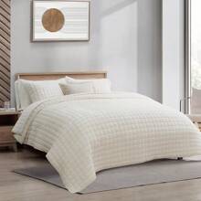 King Size Quilt Set, Lightweight Comforter Set, Oversized Bedspread Coverlet Quilted Bedding Set, With 2 Matching Pillow Shams, All Season, Navy Blue, Luxury Comfort - Màu trắng ngà - Xem 2