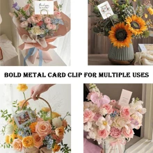 Metal Bouquet Clip, Gold Heart-Shaped Flower, Star, Round Photo Clip, Memo Information Flower Bracket, Very Suitable For Weddings And Birthday Parties