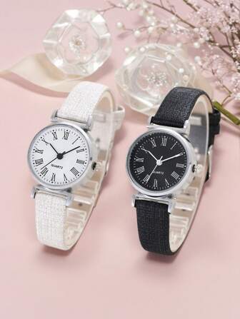 2/1 件可爱数字罗马皮革手表，适合小学和中学，返校季