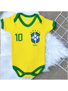 Themed Bodysuit Brazilian National Team Team Brazil Boy And Girl S To G - 黃色 - 查看 2