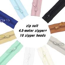 1 Set (4.5m Zipper + 10 Zipper Pulls), 3# Nylon Zipper With Matching Color Zipper Pulls, 10 Color Options, For Garment, Bag, Cushion, Bedding - 3# Nylon Multicolor - View 3