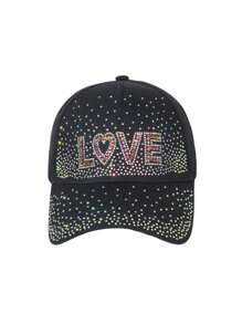 1 pieza Gorra de béisbol unisex con letra de cristal de colores, sombreros snapback versátiles y de moda para protección solar de primavera/verano - Multicolor - Ver 2