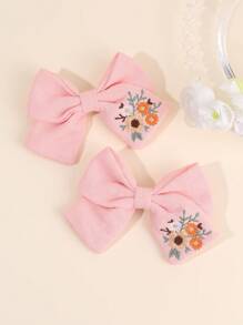 2 stuks kleurrijke haarstrikken clips voor meisjes, stoffen borduurwerk bloemen decor alligator clips strik haarspelden voor kinderen, schattige haaraccessoires voor peuters feestcadeaus