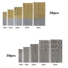 50pcs 1mm/1.5mm/2mm/2.5mm/3mm Titanium Coated Twist Drill Bits Straight Shank Small Twist Drill Bits Set