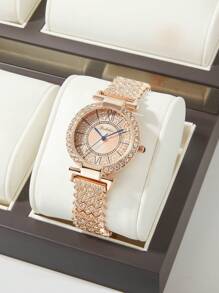 BOSHIDUN A Ladies' Alloy Watch Strap With Gorgeous Style, Artificial Zirconia With Rhinestones, Quartz Watch Suitable For Decorating Party Occasions