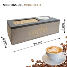 Tea/Coffee Organizer Box Wooden 3 Compartments Minimalist - Gray Box - View 2