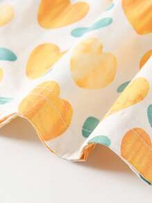 Baby Girls' Sweet Casual Ruffle Heart Bow Sleeveless Dress, Suitable For Beach Resort In Summer