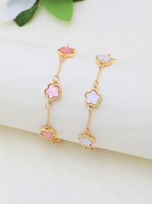 2 件/套时尚经典款黑色、白色、幸运草手链套装