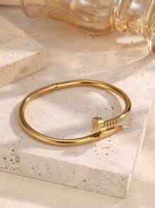 1 件时尚不锈钢编织手链首饰套装，适合女性日常佩戴 - 粉色 - 查看 5