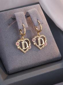 Tsnamer 1 对精美首字母环形耳环心形雕刻 26 个字母 A-Z 和花朵吊坠耳环适合女士女孩日常生日情人节珠宝礼物 - 耳環 - 查看 45