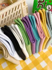 8 Pairs Women's Solid Color Simple Sports Style Breathable Ankle Socks - Multicolor - View 2