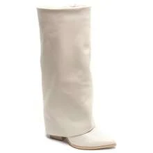Fashionable Versatile Minimalist Solid Color Pointed Toe Thigh-High Boots - Beige-1 - View 2