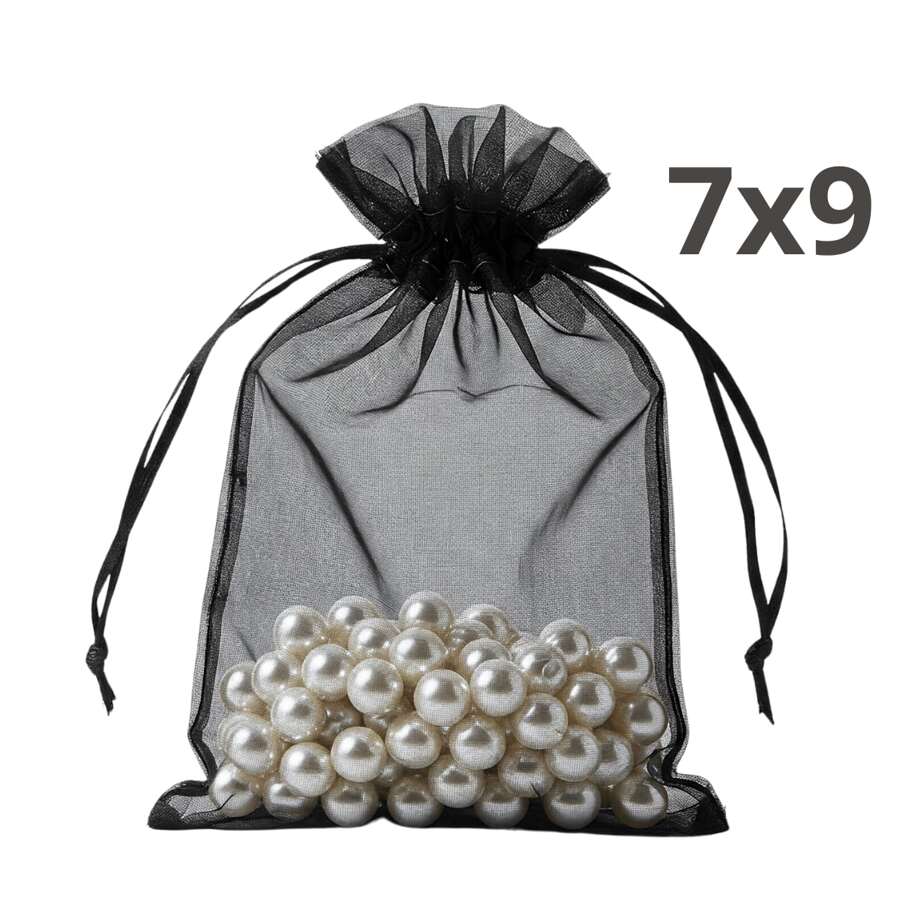 Kit 100 Units Organza Bag 7x9 White Wholesale - màu đen - Xem 1