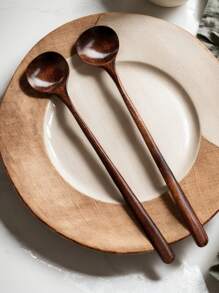 1 件 10.8 英寸超长天然亚洲楠木木勺（2/3/5 件套）- 食品安全且可用洗碗机清洗的厨房用具，用于搅拌咖啡、烘焙、汤和甜点，防刮烹饪工具