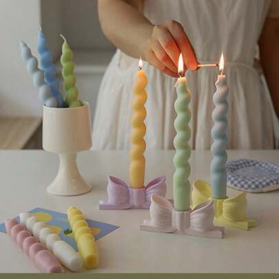 1pc Spiral Aroma Candle, Indoor Decor For Bedroom, Dining Room, Suitable For Friends, Lovers, Gatherings, Home Use, Available In Yellow, Pink, Green, Purple, White