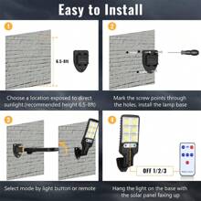 4/8Pcs 99000LM Solar Street Lights Motion Sensor Security Solar Flood Lights Outdoor Road Wall Lamp With 3 Lighting Modes For Front Door, Garden, Yard, Garage, Path - Solar Wall Lights - 2個 - 查看 5