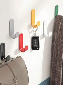 24pcs Strong Adhesive Wall Hooks, Practical Wall Mounted Hooks For Keys, Wall Decor, Towel, Hat, Shower, Kitchen, Living Room, Office, (Available In 24/12/6/2pcs) - Multicolor - View 2