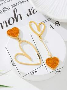 1 Pasang Anting Liontin Hati Asimetris Logam Bergaya, Hadiah Ulang Tahun/Ulang Tahun Pernikahan/Kencan - Jeruk - View 6
