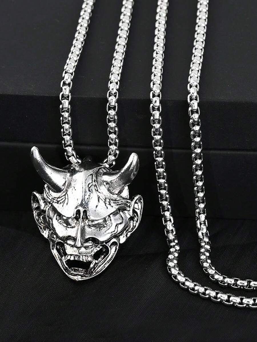 1pc Punk Rock Skull Pendant Necklace For Men - Retro - View 1