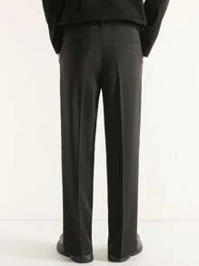 Men's Loose Fit, Side Slit, High Quality, Drape Style Suit Pants - Black - View 2