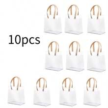 10/20pcs Festive Gift Bags With Handles - Durable Plastic, Perfect For Party Favors & Presents - Multicolor - View 8