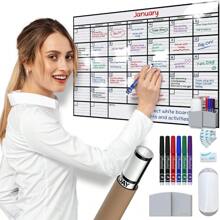 Large Dry Erase Calendar For Wall, 24x36, Large Wall Calendar Dry Erase, Big White Board For Office, Home & School, Giant Erasable Whiteboard, Jumbo Monthly Undated Reusable White Board Planner