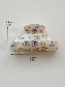1 Pc Acrylic Ditsy Floral Vintage Elegant Half-Circle Hair Claw Clip, Marble Textured, Versatile For Tea Party Hair Clips Hair Jaw Clip Hair Clamps Hair Clutch Hair Catcher Clip Fall Winter Hair Accessories For Women For Vacation Outfits Woman Flower Hair Clip Summer - Multicolor - View 3