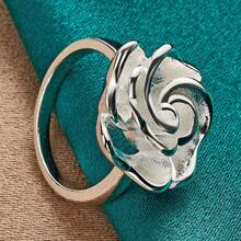 New 925 Sterling Silver Plated Flower Ring For Women, Elegant Fashion Party Gift, Student Charm Wedding Jewelry - Silver - View 2