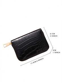 1pc Minimalist & Fashion PU Short Wallet With Multiple Card Slots Large Capacity Zipper Coin Purse For Women Wallet Mini Wallet Purse Wallet Small Wallet Wallet Men Wallet Leather Cute Wallet - Black - View 3