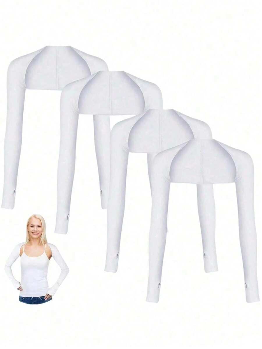 1pc UV Protection Golf Arm Sleeves, Outdoor Sports Cycling Unisex Ice Silk One Shoulder Sleeve - White - View 1