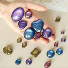 1 件树脂珠宝模具，硅胶时间宝石树脂模具，DIY 艺术树脂工艺品，耳环，宝石吊坠，项链，钥匙扣，装饰性 UV 树脂模具 - 彩色 - 查看 5