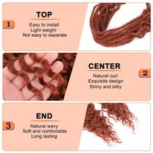 10 mechones de extensiones de rastas onduladas sintéticas de 24 pulgadas, extensiones de rastas de ganchillo onduladas 100% hechas a mano con doble extremo, de 0,6 cm de ancho, estilo hippie para mujer