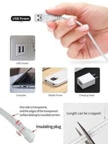 1m/2m/3 米/4m/5m LED 触摸感应霓虹灯带，USB 可调光柔性装饰照明，化妆镜，浴室梳妆镜照明