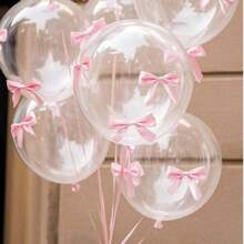 47pcs Transparent Balloon And Pink Bow Wedding Decor Set, Simple Wedding Decoration, For Birthday, Wedding, Engagement, Outdoor Photo Props, Baby Shower, Farm, Bachelorette Party, Gender Reveal, Balloon Arch - Clear - View 7