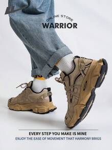 Warrior Comfortable Street Style Thick Soled Men's Shoes Spring And SummerLightweight Comfortable Breathable Running Shoes Modest Style Casual Yet Sleek Sneakers Applicable Throughout The Year Wear-Resisting All-Day Wear Training Sneakers - Khaki - View 5