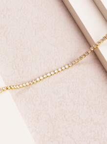 1pc Claw Chained Necklace With Single Row Cubic Zirconias, Copper Alloy Chain Inlaid With Synthetic Zirconia, Suitable For Women's Daily/Party Wear