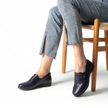 Women Loafers Slip On Flats With Arch Support 0.98-Inch Heel Comfortable Business Casual Work Office Loafers Shoes - Màu xanh lam - Xem 4