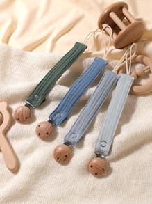 4-Pack Pacifier Clips, Fashion Pacifier Leash And 3-Hole Wooden Pacifier Holder, Suitable As Baby Boy/Girl Gift For Daily Use - Multicolor - View 12