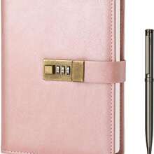 WEMATE Diary With Lock, A5 PU Leather Journal With Lock 240 Pages, Vintage Lock Journal Password Protected Notebook With Pen & Gift Box, Lock Diary Planner Organizer For Men And Women, 8.6x5.8in