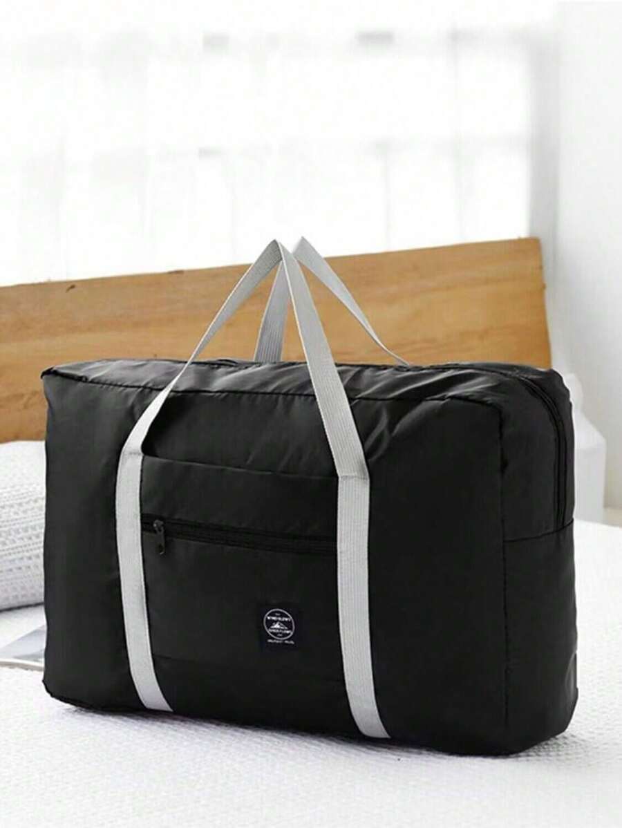 1pc Large Capacity Foldable Carry-On Bag, Nylon Portable Sport Gym Handbag, Travel Shopping Storage Bag