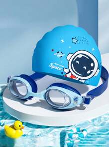 2副/套 儿童卡通泳镜，小镜框，防水防雾高清专业泳镜，男女通用，泳帽套装，潜水装备