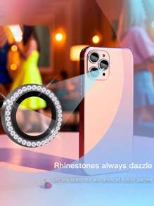 3-pack cameralensbeschermers compatibel met iPhone 16 Pro/iPhone 16 Pro Max - Prachtige glanzende, 9H gehard glazen camerahoes, schermbeschermer, metalen ring, decoratieve accessoires (stijlvol zwart)