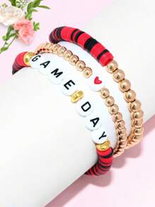 Bộ vòng tay hạt đá Hematite bóng chày bóng mềm bóng rổ bóng bầu dục bóng chuyền bóng đá Bộ vòng tay hạt đá ngày thi đấu thể thao - Nhiều màu - Xem 22