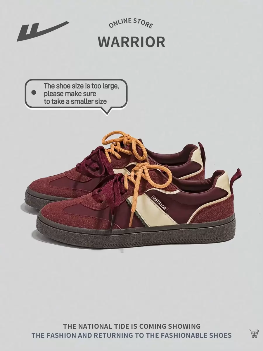 WARRIOR 1 para damskich butów sportowych w stylu grubej podeszwy, antypoślizgowe wygodne jesienne trendy trampki, 2024 nowe niskie sznurowane buty retro casualowe, uniwersalne na każdą porę roku