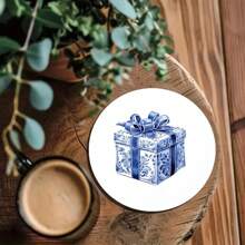 4pcs Blue And White Porcelain Flower, Animal, Car Printed Wooden Cup Coasters, Heat Insulation Coasters For Tea Cup, Coffee And Beverage Cup, Ideal Home And Restaurant Decor, Collectible Wooden Coasters - Multicolor - View 5
