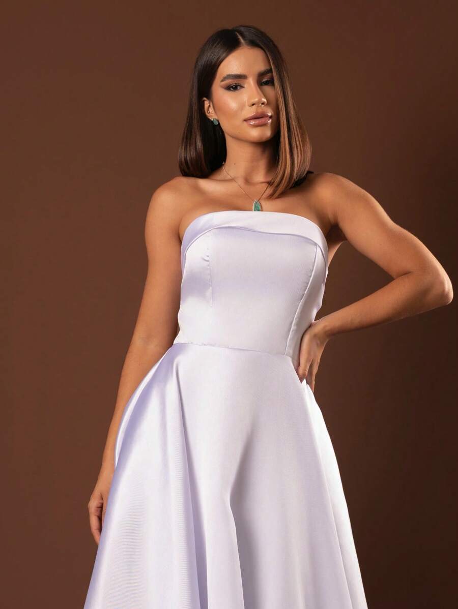 Elegant Strapless Graduation Party Dress Code 110 - White - View 1