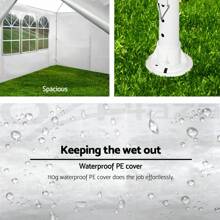10x20' Outdoor Garden Gazebo Wedding Party Tent Canopy Marquee With 6 Removable  Sidewalls- PE Wedding & Party Gazebo, Ideal For Backyard, Events, Camping, Picnic, Garden Pavilion - Trắng + Kim loại-2 - Xem 7